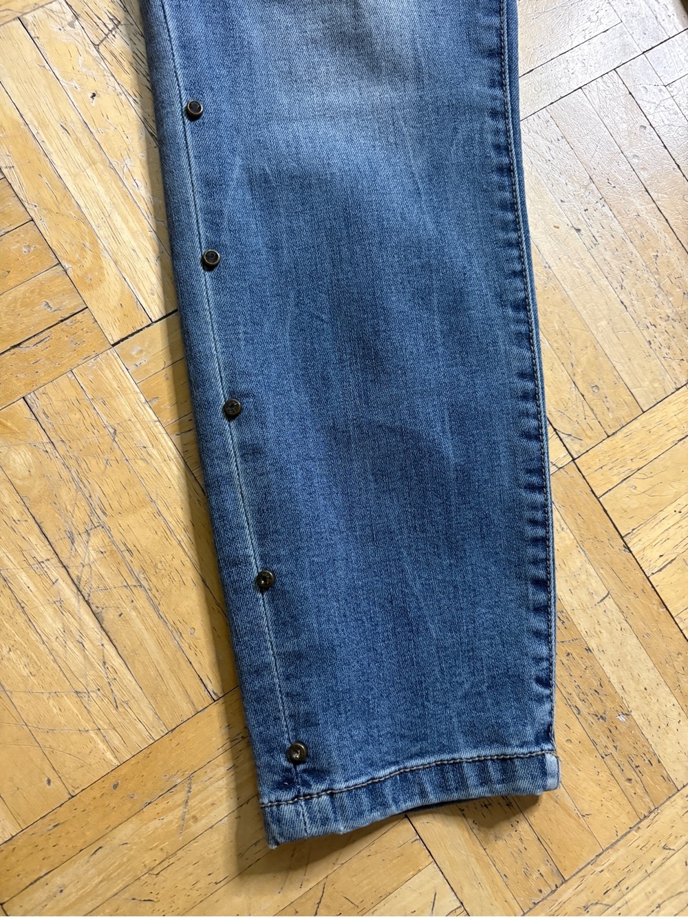 New York & Company Faded Blue Skinny Jeans with Side Studs - Picture 2 of 4